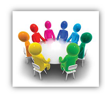 graphic of people talking at a table